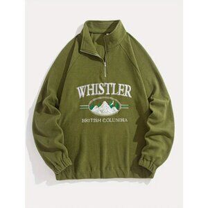 Trendy Stand Collar Embroidered Half-Zip Sweatshirt – Stylish & Comfortable